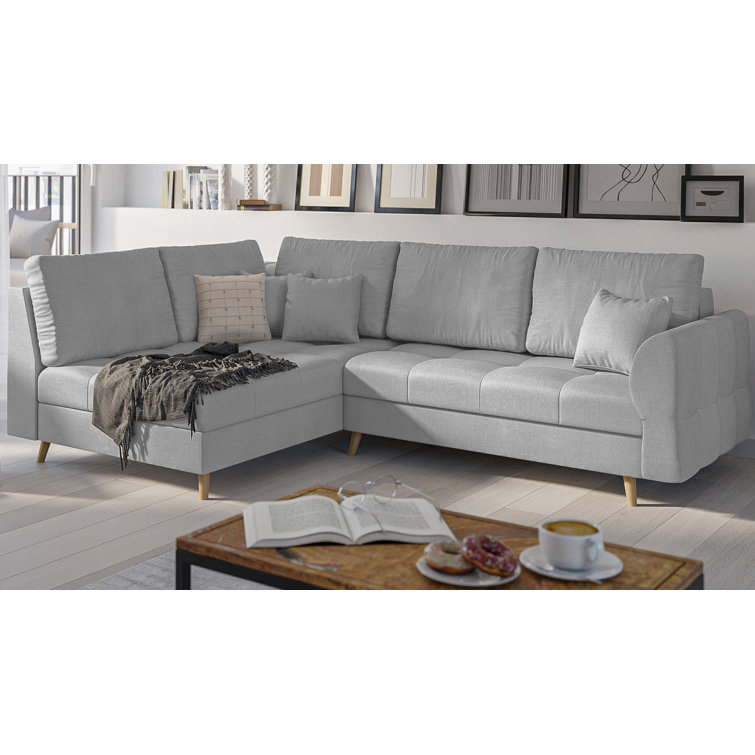Hykkon Corner Sofa with Wooden Legs In Scandinavian Style Knutsford